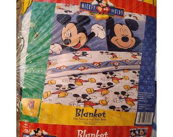 Manta de Mickey Mouse NOS para niños, se adapta a camas individuales o matrimoniales, bloque de alarma para niños y bebés.