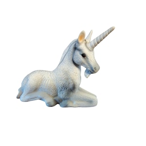 Vintage Harvey Knox Bisque Unicorn Figurine, White Gray Hand Painted Japan