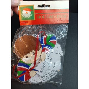 Enfeite de Natal vintage NOS Kurt Adler Boy escrevendo uma carta para o Papai Noel LEIA
