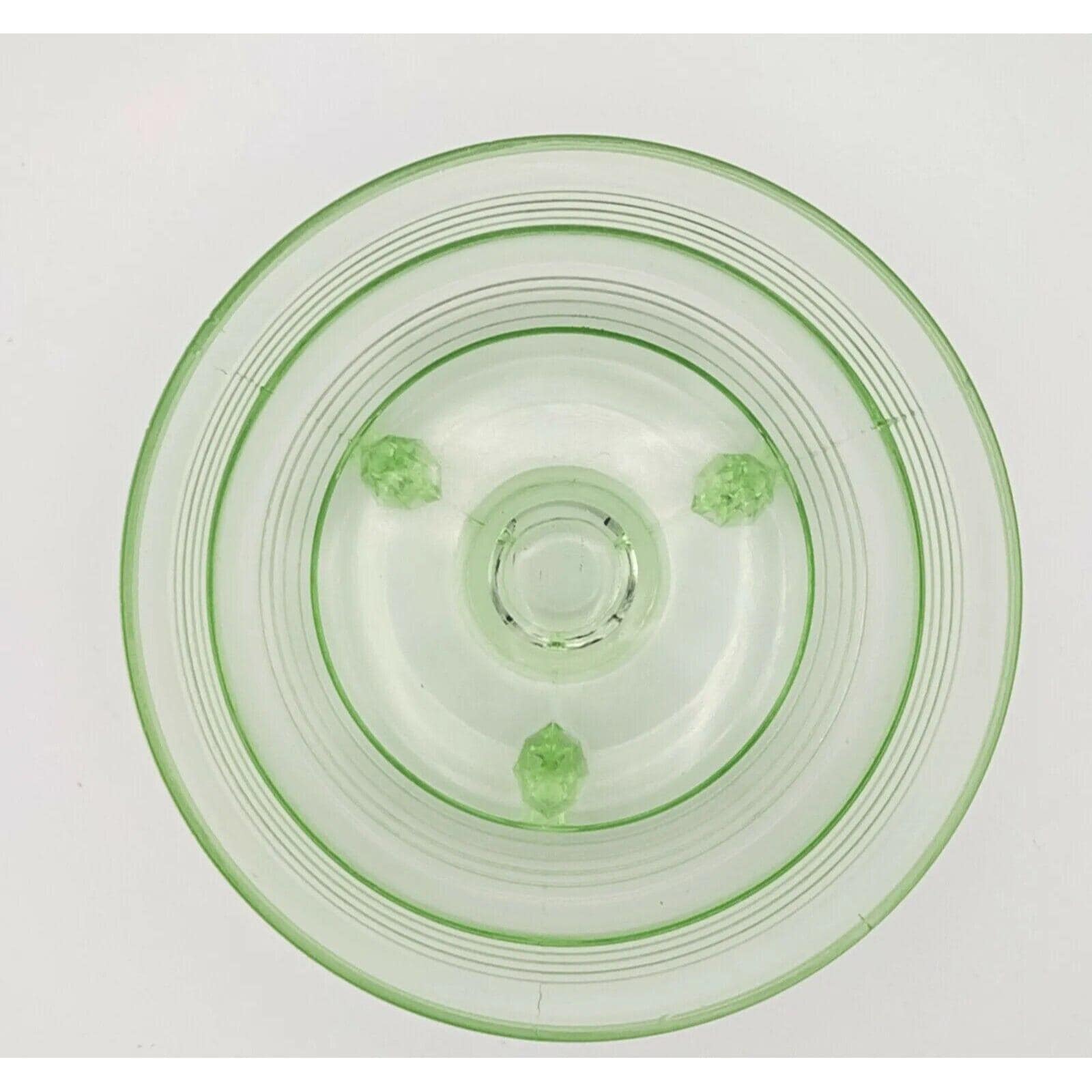 Vintage Uranium Glowy Glass Ribbed Bowl Three Footed, Green, MCM, Trinket Dish, Vaseline