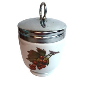 Royal Worchester Large Egg Coddler Evesham Berry Peach Pattern, 3&quot; In Height, England