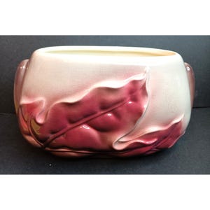 Vintage Royal Copley Purple Red Leaf Harmony Plantervas MCM, Rustik stuga oval avlång