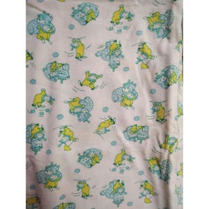 Vintage Carter&#39;s Baby Blanket, Blue Yellow Clowns, Bears Circus 36&quot; x 36&quot; 100% Cotton