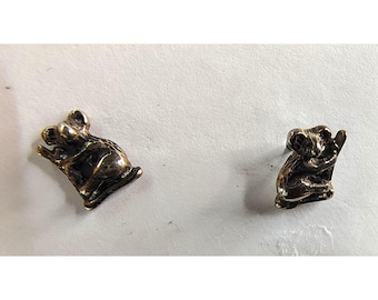 Sterling Silver Koala Bear Stud Earrings, Small Tiny, 9mm