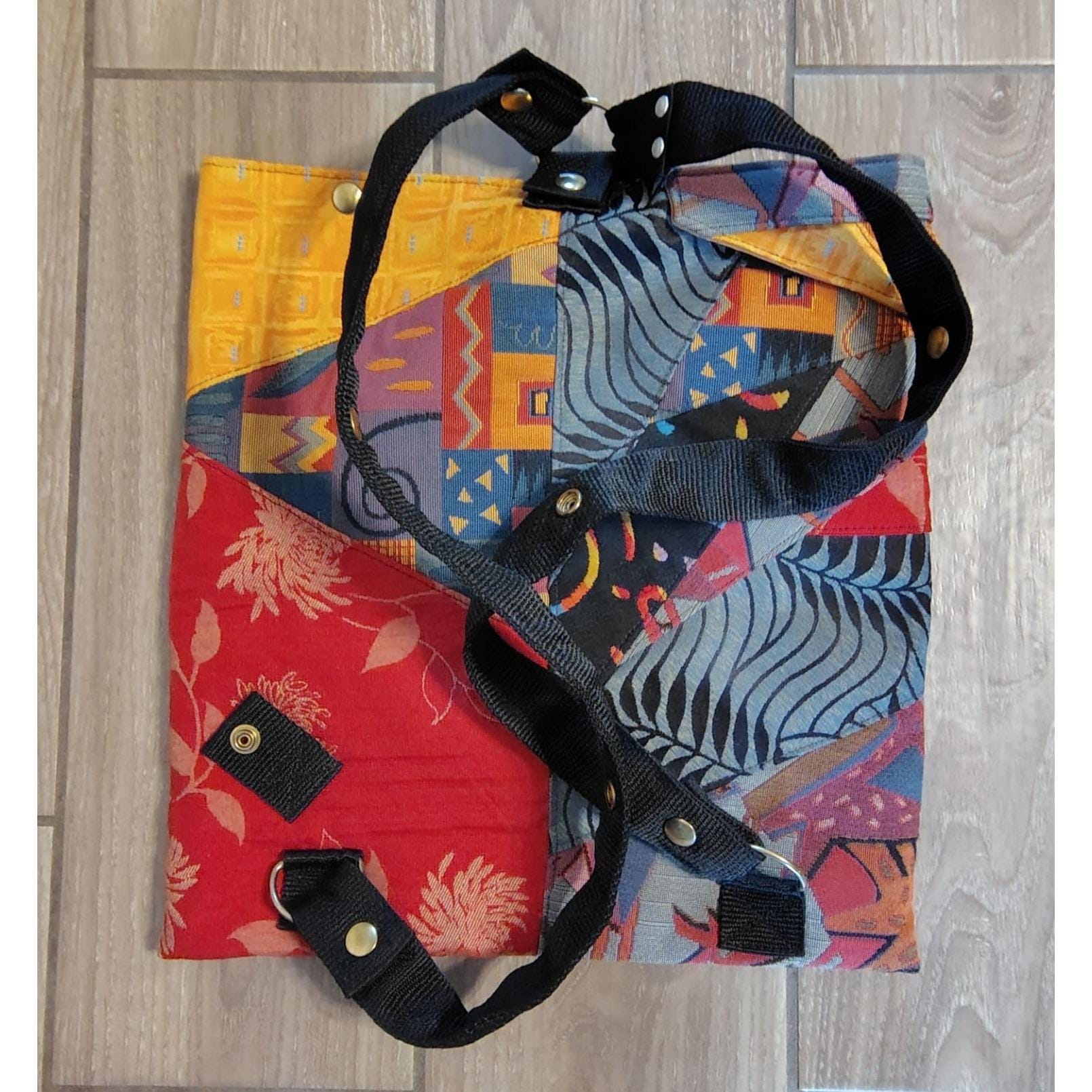 CAROGI Carson Rogers Bag Red patchwork Convertible Crossbody Backpack Vintage 80s 90s Carson Rogers Carogi Designer Tuscon  main image 3
