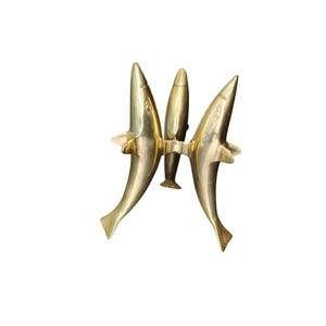 Vintage Brass 3 Footed Dolphin Stand, Orb Holder, Sculpture, Display, 5.5&quot;