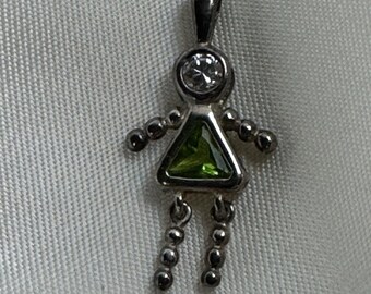 Flicka Födelsesten Berlock Peridot Sterling Silver 925 Dingla Ben Babyshower