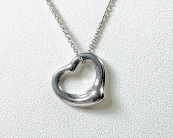Tiffany & Co. Elsa Peretti Öppet Hjärta Sterlingsilver Berlockhänge 16" Kedja