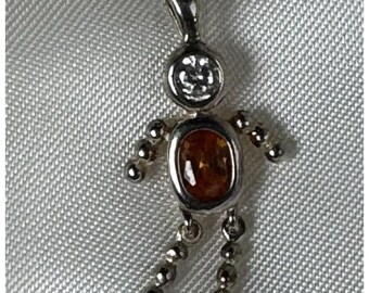 Födelsestensberlock för pojke i sterlingsilver 925 citrin, novemberfödelse, babyshower