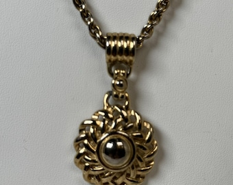 Vintage 80-tals Givenchy Sunburst Medaljonghänge Halsband Guldfärgad Repkedja