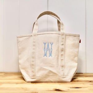 Custom Embroidered Monogram Mini Canvas Tote Bag