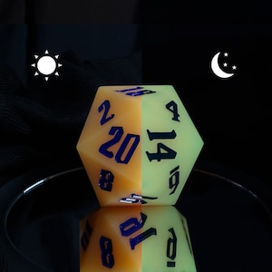 Giant Bouncy Orange Glowing Chonk D20 | Jumbo Glowing 55mm Silicone D20 Dice | Dungeons and Dragons Dice | Glowing DnD Dice Fidget Toy