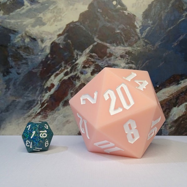 Bouncy Pastel Pink Chonk D20 | Giant Pastel 55mm Silicone Dice | Dungeons and Dragons Dice | Jumbo Pastel D20 | Silicone DnD Dice Fidget Toy