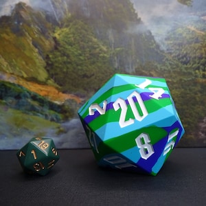 NEW Gigantic Bouncy Spore Druid Swirl Silicone Chonk D20! Jumbo Druid Silicone 55mm Dungeons and Dragons (DnD) Semi Squishy Dice Fidget Toy!