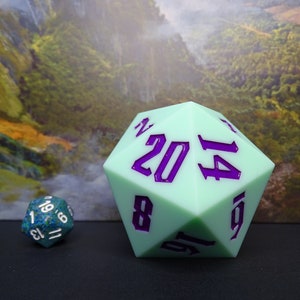 NEW Giant Bouncy Magical Mint Silicone Chonk D20! Jumbo Pastel Green Silicone 55mm Dungeons and Dragons (DnD) Semi Squishy Dice Fidget Toy!