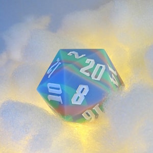Giant Bouncy Pastel Rainbow Swirl D20 | Giant Premium Silicone DND Dice | Dungeons and Dragons 55mm D20 | Large Polyhedral Dice Fidget Toy