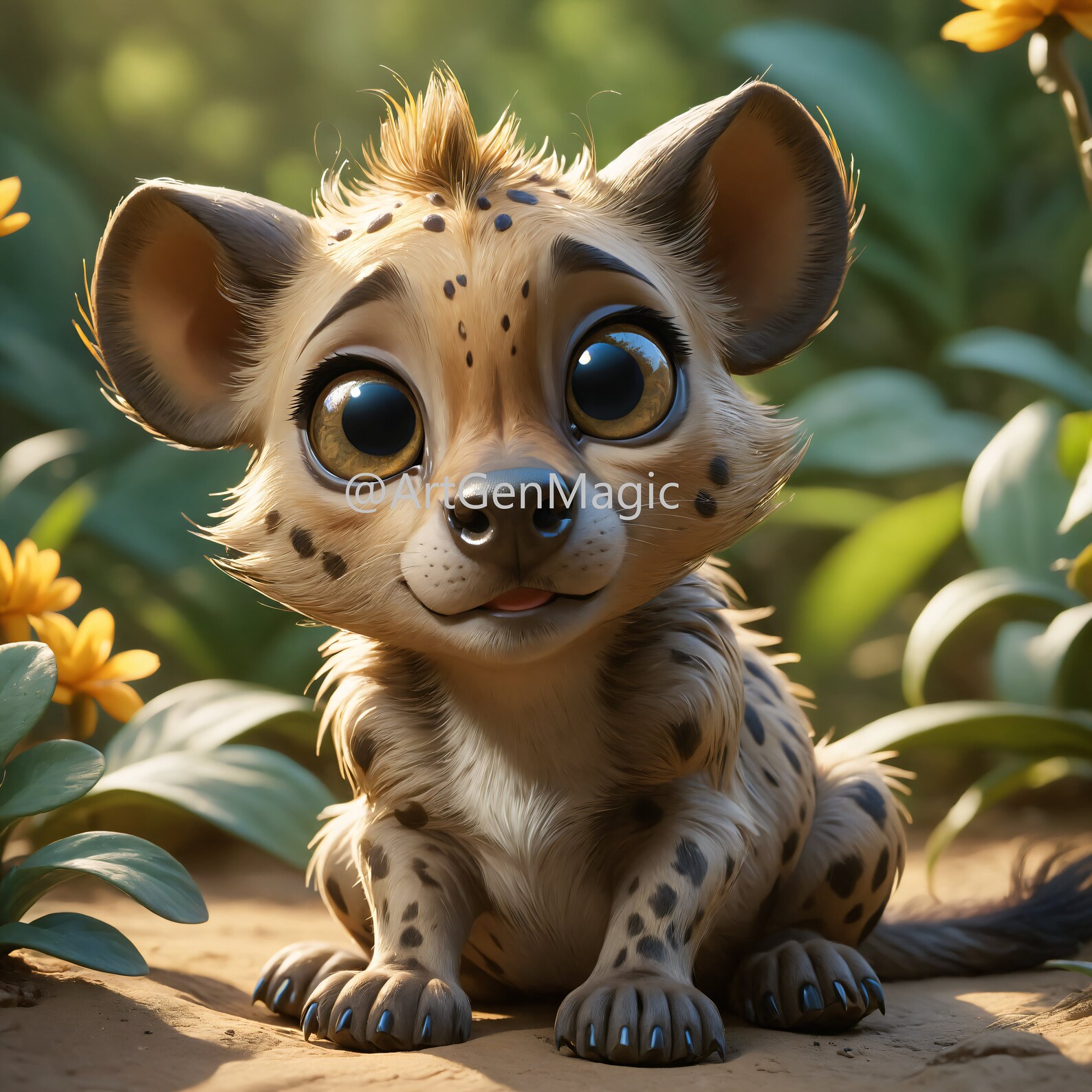 Baby Hyena - Digital Art, AI Generated, Wall Art, Wall Decor, Digital ...