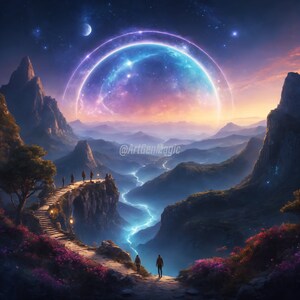 Celestial Traverse - Digital Art, AI Generated, Wall Art, Wall Decor, Digital Download, Printable Poster Image Stock photo PNG