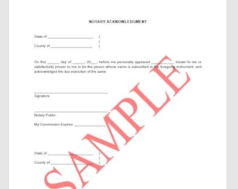 Notary Acknowledgement Form, Notary Acknowledgement Form Template ...