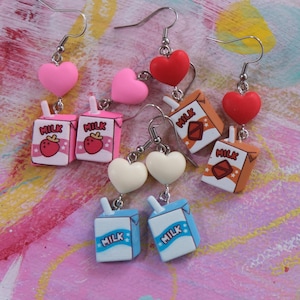 Ensemble de 3 paires de boucles d'oreilles coeurs de lait