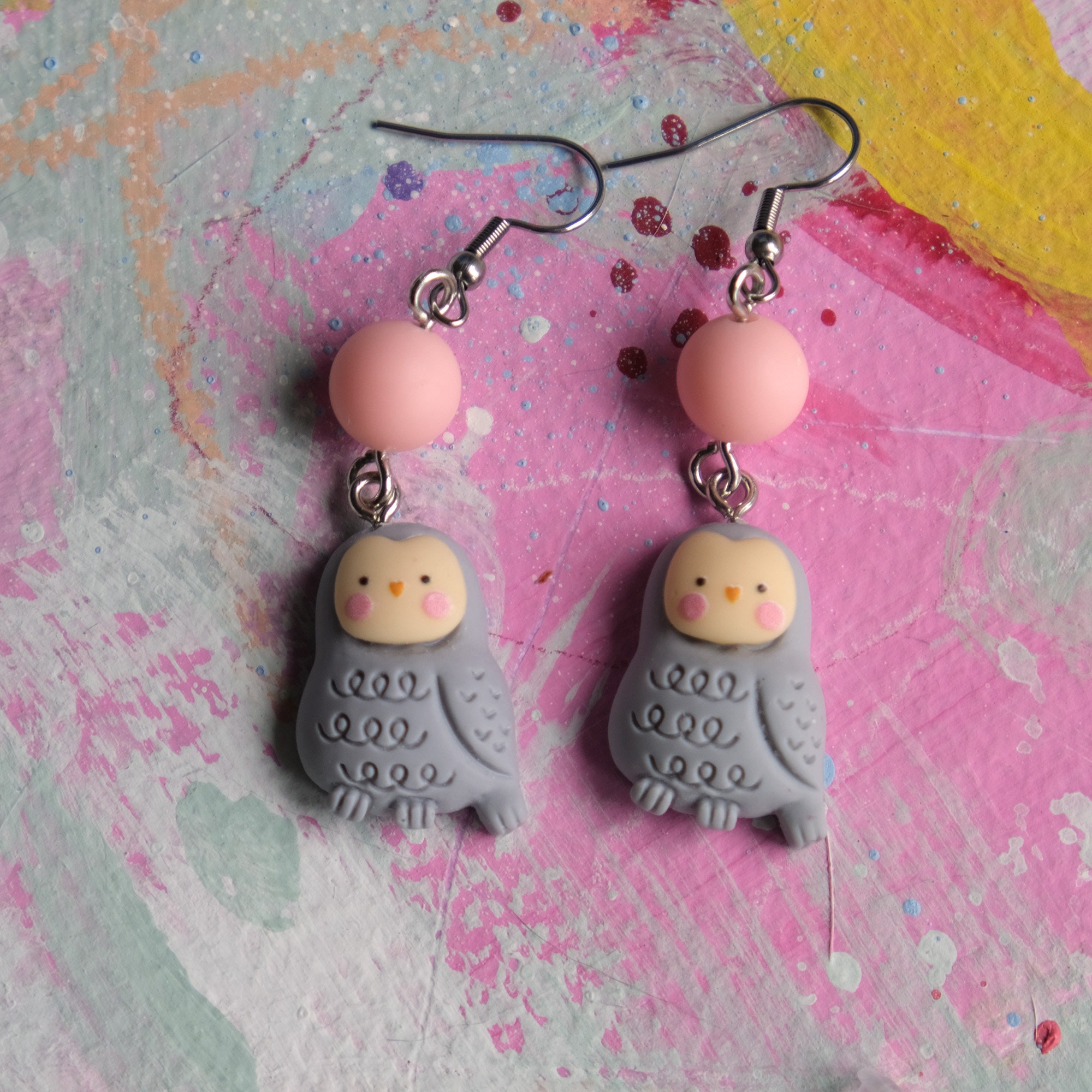 Wise Gray Owls earrings