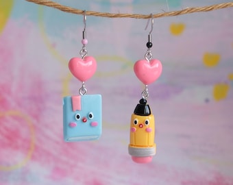 Totally Terrific Teacher Earrings - Pencil & Book