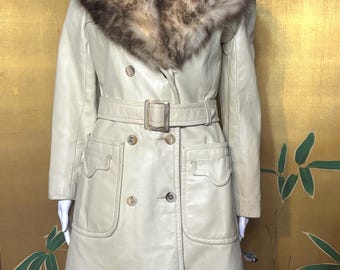 Vintage 1970s Frederick Fur Fashion Fur Trimmed leather Coat