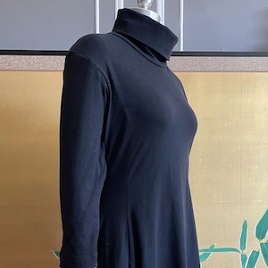 Vintage 1980s HANA Long Sleeve Black Mock Neck Mod Style Dress