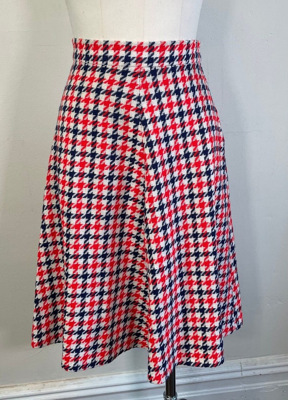 1960s Navy Blue Houndstooth Skirt Set