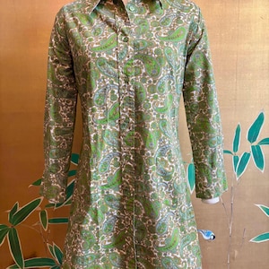 Vintage 60s/70s Handmade Paisley Cotton Shirt Dress
