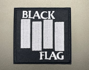 Black Flag Band Patch Embroidered Logo Iron On 3.75x3.75 Inch