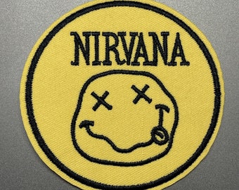 Nirvana Rock Band gele patch geborduurd ijzer 3,5x3,5 inch