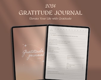 Gratitude Journal | Digital Gratitude Journal for iPad, Goodnotes | 2024 Daily Planner | Wellness Journal, Mindfulness Journal, Self Care