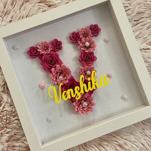 Personalized Paper Flower Initial Shadow Box: Custom Wall Decor - Etsy