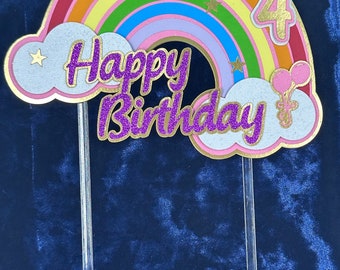 Custom Cake Topper, Birthday Cake Topper, Rainbow Cake Topper, Cake Topper, Personalized Cake Topper, Birthday, Birthday Party Supplies
