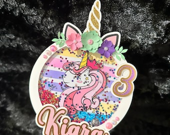 Unicorn Birthday Caketopper, Birthday Cake Topper, Cake Topper, Shaker Cake topper, Cake Toppers, Party supplies, cake decorations, Unicorn