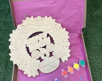 Kit fai da te per ghirlande Diwali dipinte, compensato ecologico, lavoretti per bambini