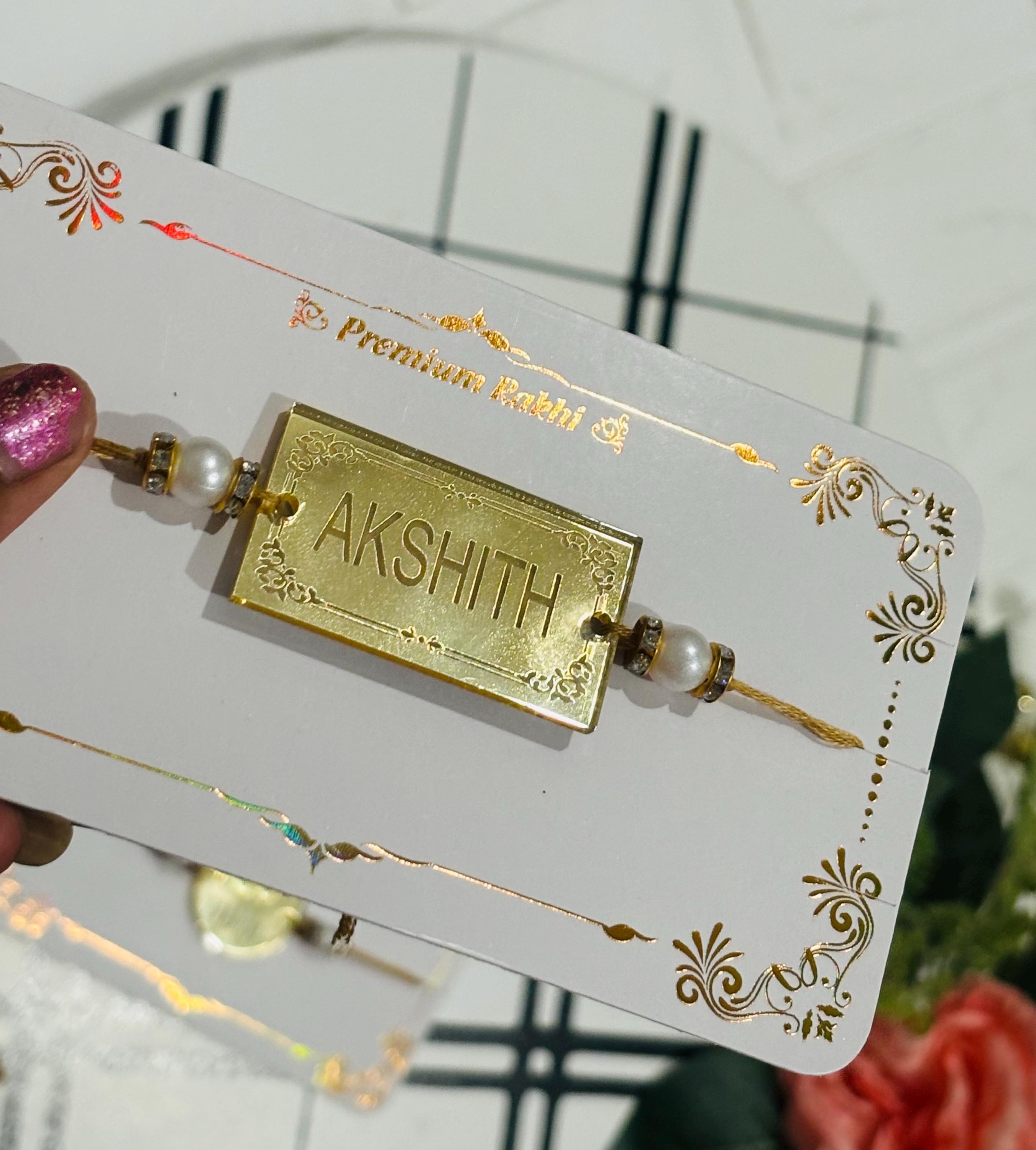 Engraved Gold Acrylic Rakhi: Personalized Raksha Bandhan Gift - Etsy