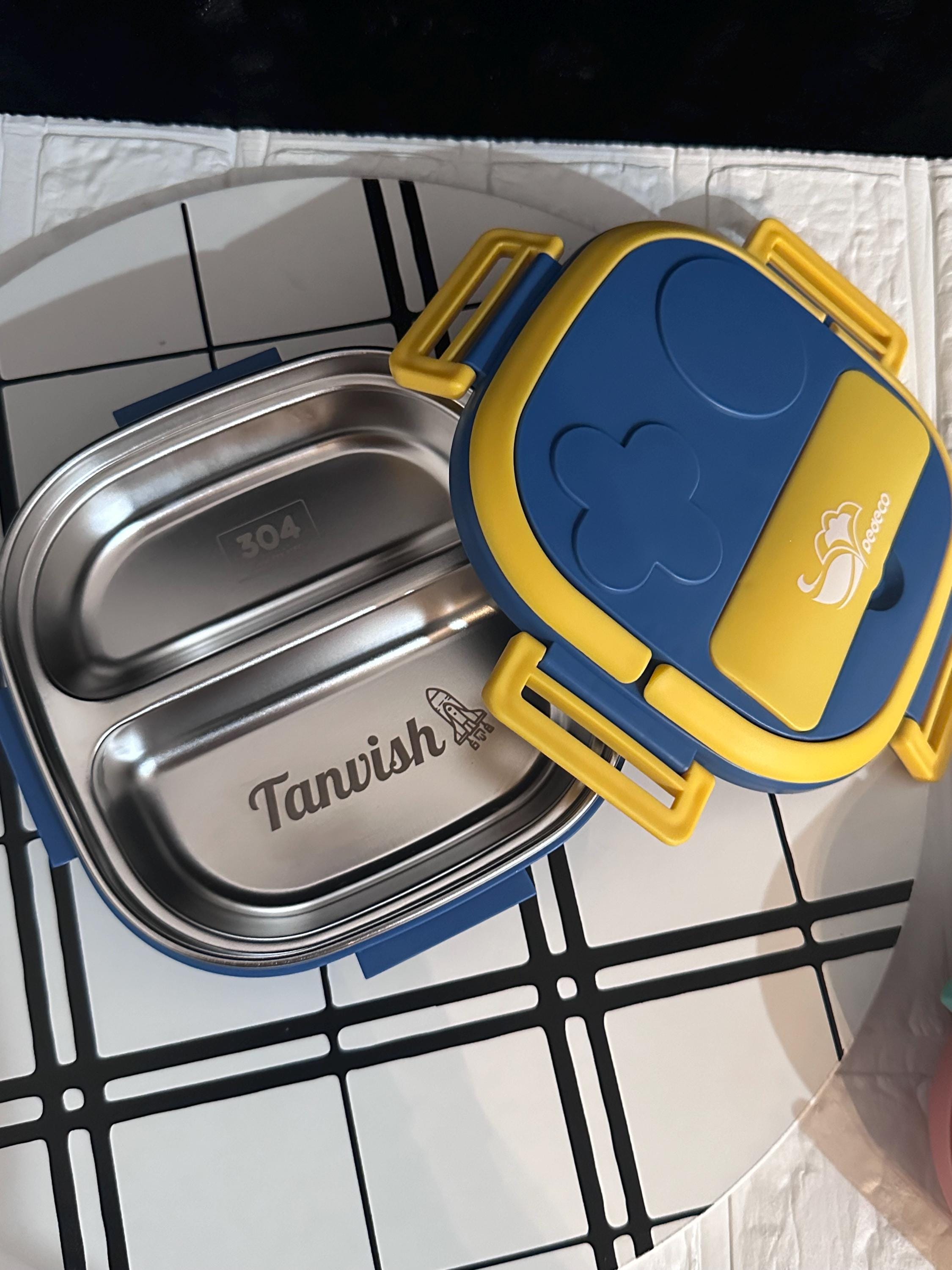 Personalized Stainless Steel Bento Box, Engraved 2-Compartment Lunch Box