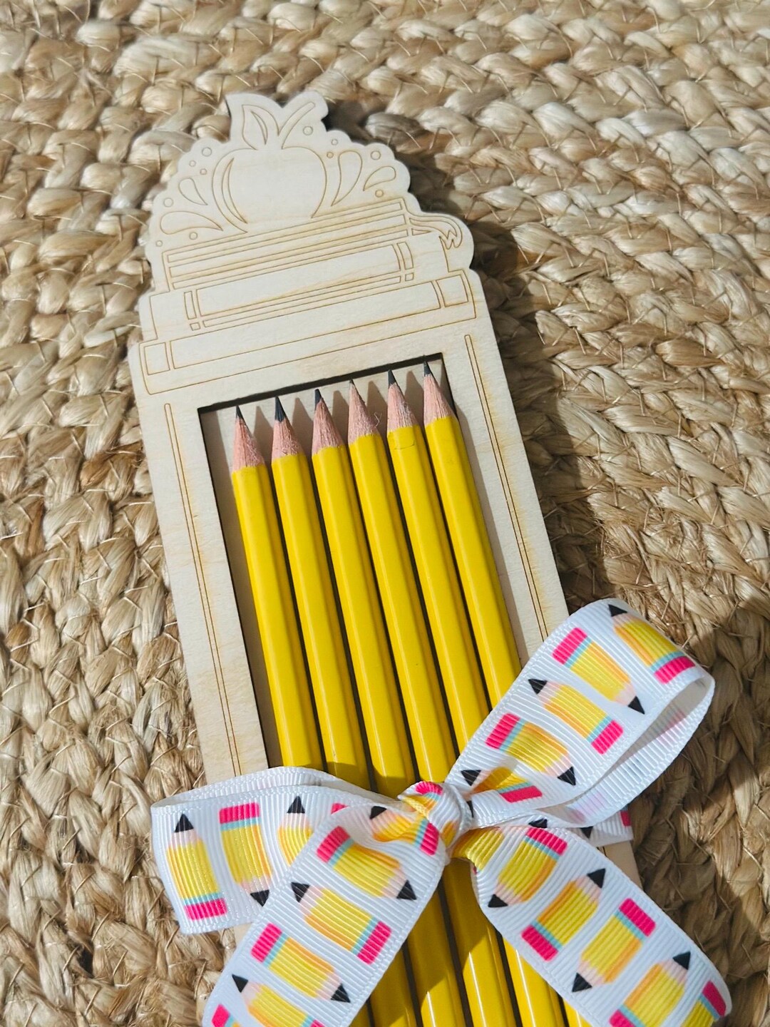 Engraved Teacher Pencils With Custom Wooden Holder, Personalized Gift ...