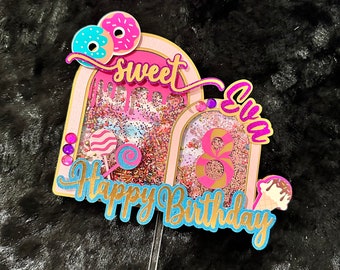 Candy Theme Caketopper, Happy Birthday Caketopper, Candy Caketopper, Shaker Caketopper, Candy Themed Party, Party Decorations, Party Toppers