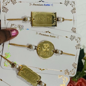 Gold Acrylic Rakhi, Engraved Rakhis, Rakhi, Rakhi for Brother, Rakhis, Custom Rakhis, Personalized Rakhis, Acrylic Rakhi, Custom Name Rakhis