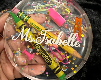 Personalized Teacher Coasters/Custom Teacher Coasters/Teachers Gift/Teacher Coasters/Crayon and Pencil Coasters|Teacher Appreciation Gifts