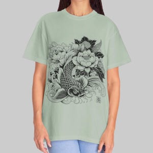 Japanese Koi Fish T-Shirt: Comfort Colors Ring-Spun Cotton Tee