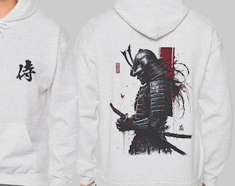 Samurai Warrior Hoodie: Japanese Katana Armor Ink Art Streetwear