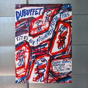 Jean Dubuffet Sites aux Figurines, Psycho-Sites Poster Pompidou Exhibition Poster Paris 80s 1981 Print Offset Lithograph Vintage Rare