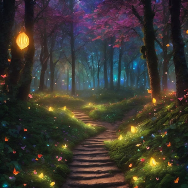 Enchanted Path, Magical, Cottage Core, Digital Art, Digital Download