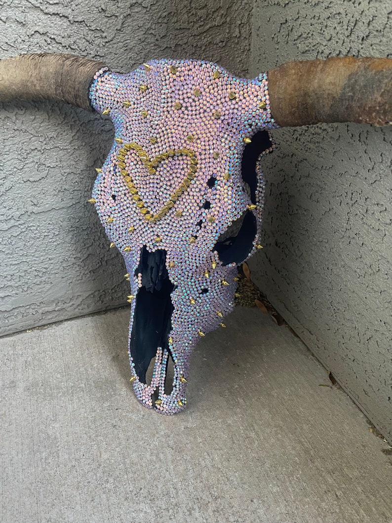 Crystal Cow Skull Etsy