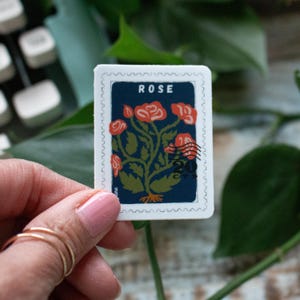 Birth Flower Stamp Stickers ,Choose your month, water bottle sticker, laptop decal, Water bottle Laptop Sticker. Vinyl Car Decal. Waterproof image 3