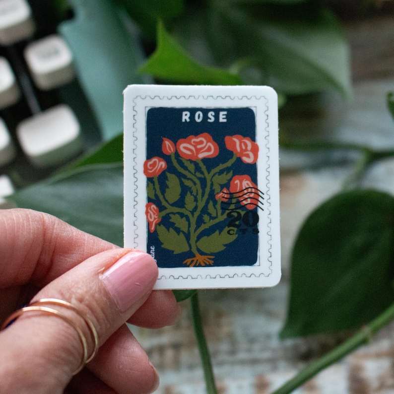 Birth Flower Stamp Stickers ,Choose your month, water bottle sticker, laptop decal, Water bottle Laptop Sticker. Vinyl Car Decal. Waterproof image 3